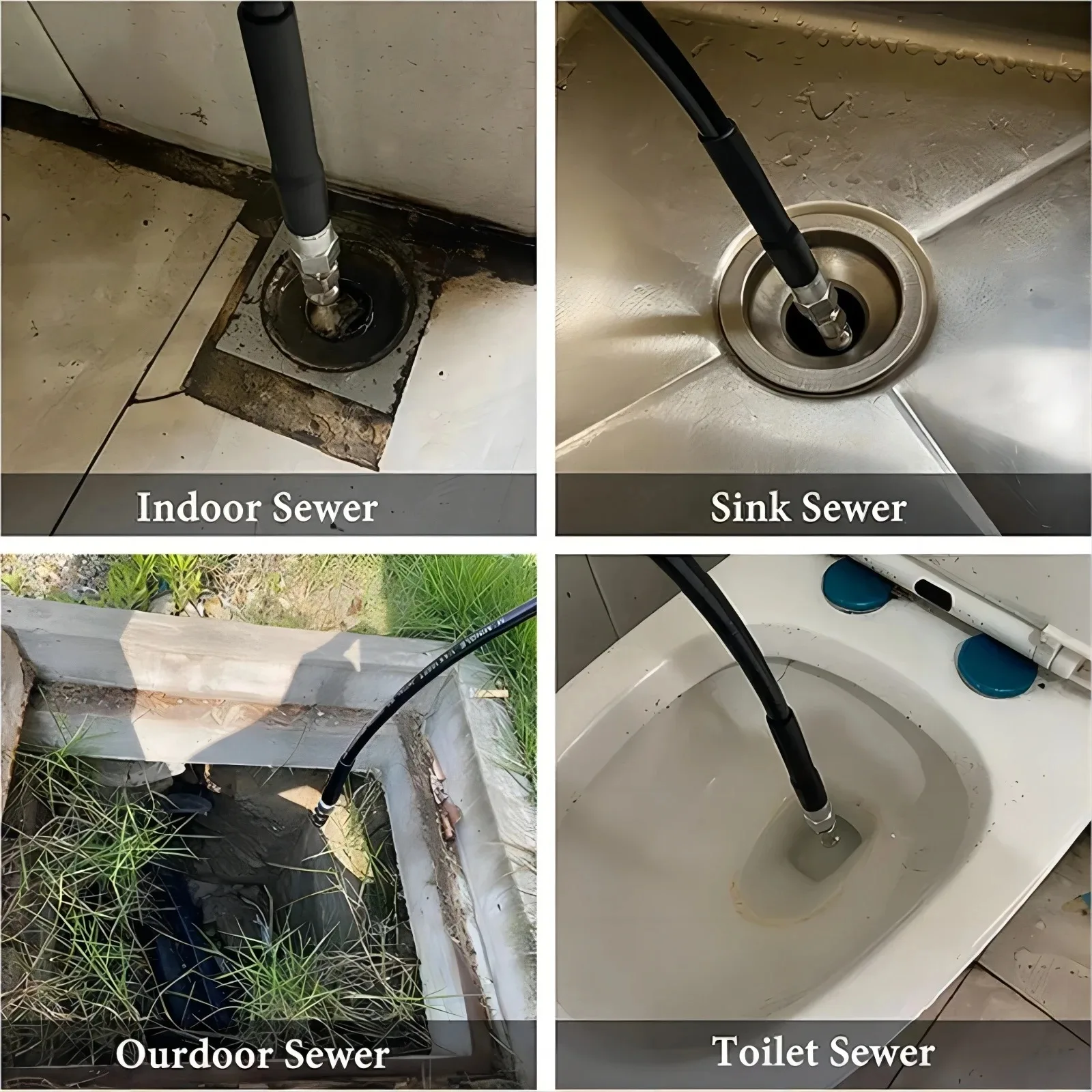High‑Pressure Washer Sewer Cleaning Nozzle, G1/4" Quick‑Connect Sewage Hose Nozzle for Drain Washing Accessories view 4