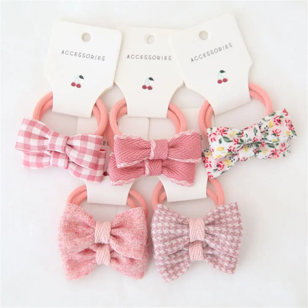 

10pcs Children Small Plush Ball Accessories Hair Ties Bowknot Hair Rope Gum Flower Headdress Elastic Rubber Band
