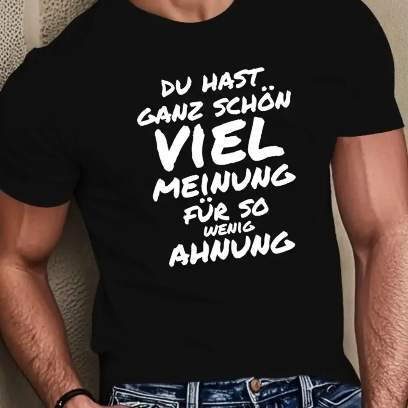 Fun T Shirt Lots of opinions little knowledge Men's S 5XL Funny Slogan vintage Washed Versatile fashion Soft Slightly