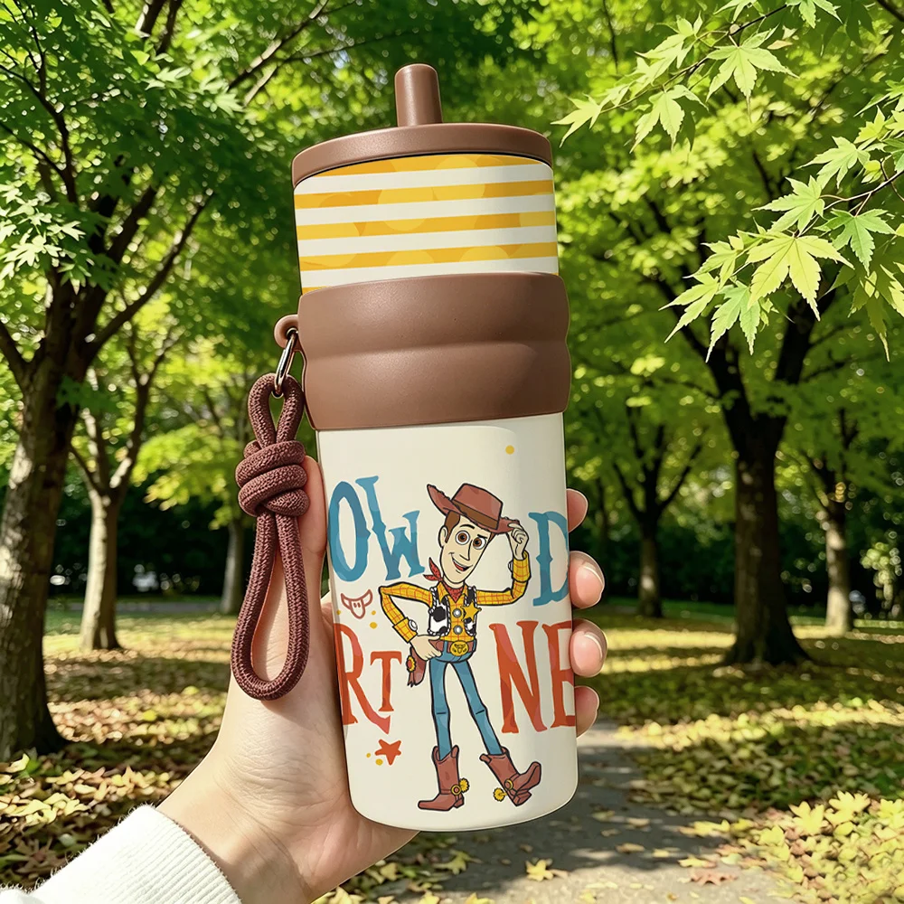 1pc 25oz Disney Toy Story Woody Stainless Steel Tumbler Insulated Travel Mug with Straw Hanging Rope Portable Cup for Car Office view 3