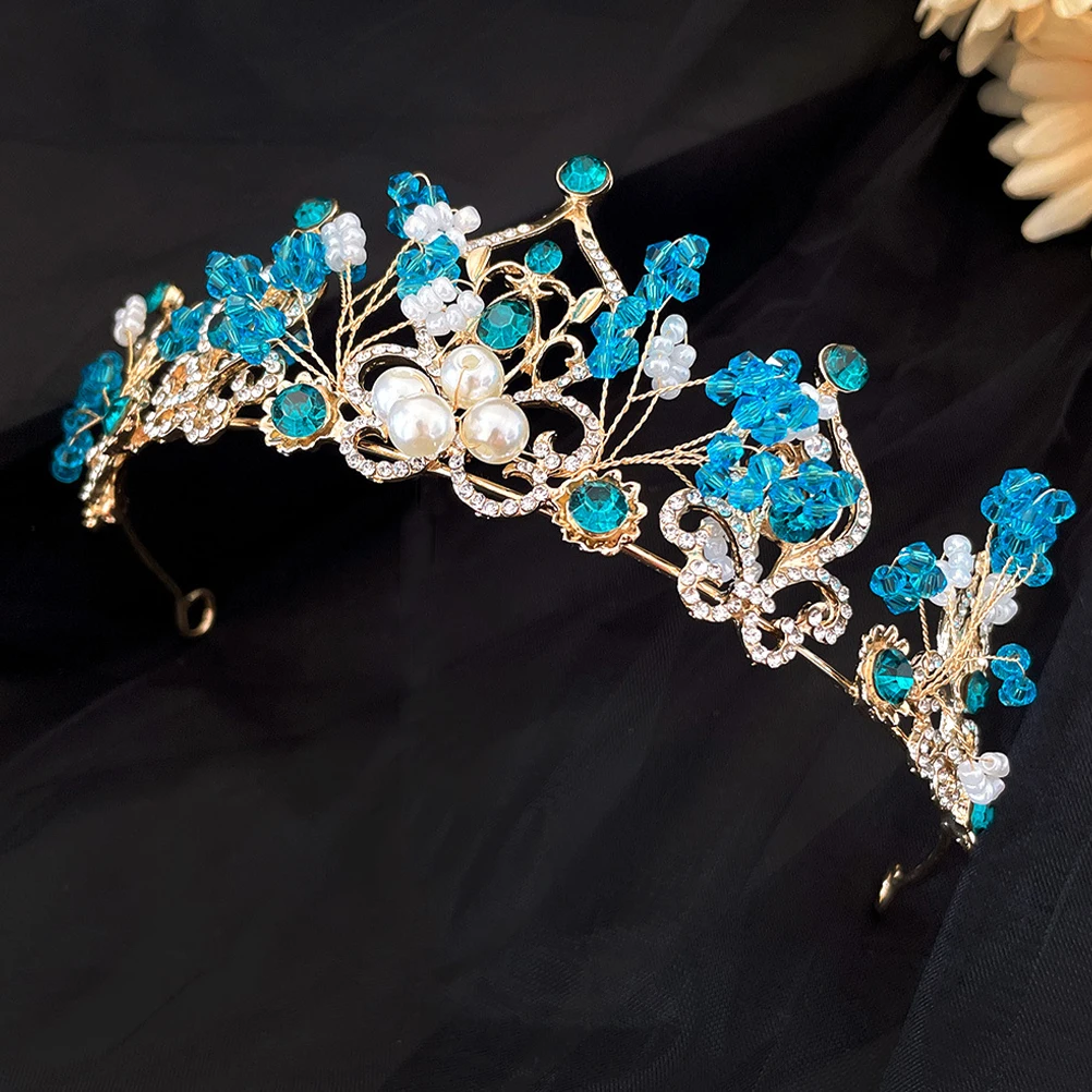 

Bridal Tiara Hair Crown Bridal Tiara Crystal Crowns Wedding Headpiece Blue Accessories For Women Party Banquet