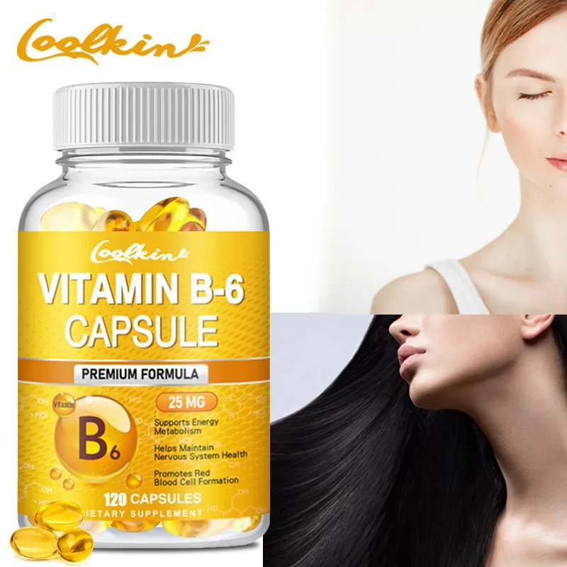 

Vitamin B-6 Capsules - Brain Function & Memory, Concentration, Cardiovascular, Skin, Hair, Immune, Non-GMO, Dietary Supplement