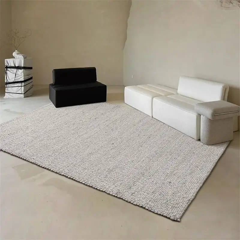 Natural Large Particle Wool Carpet For Living Room Hand Woven Home Soft Bedroom Rug Luxury Villa Sofa Table Floor Mat No Glue