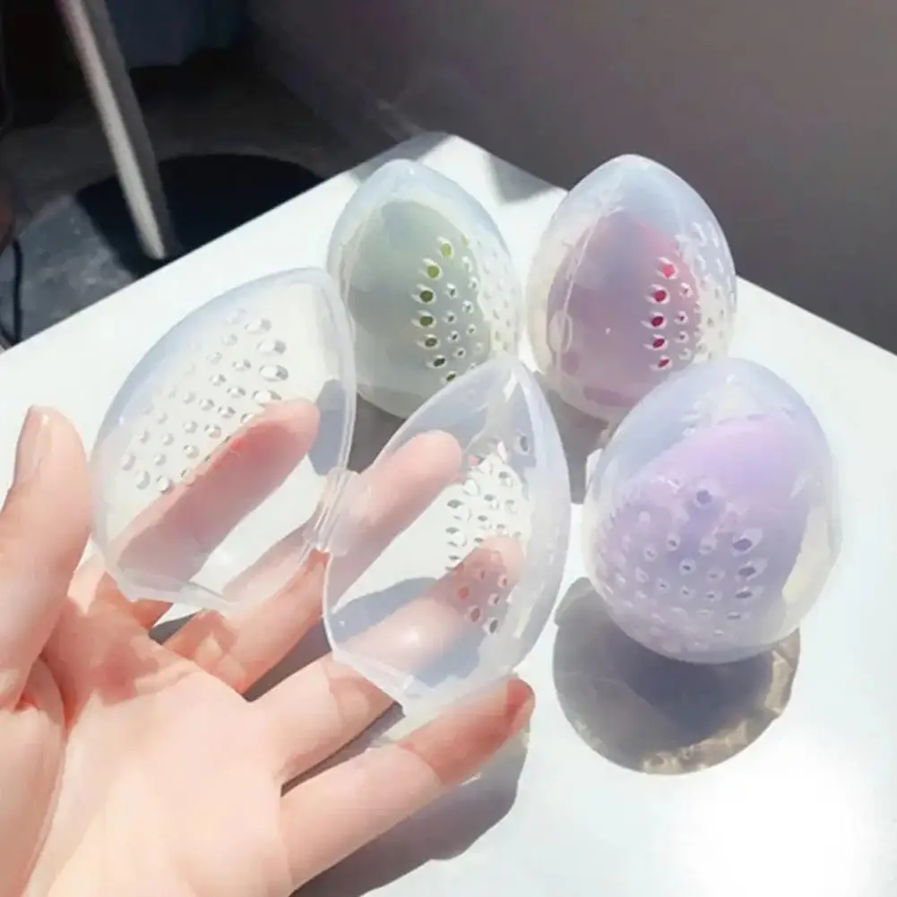 Traveling Makeup Sponge Organizer Box Pink White Egg Box Plastic Tools Beauty Holder Egg Powder Sponge Cosmetics Shape B0Y1