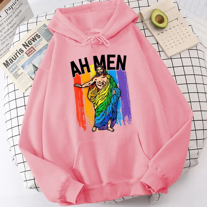 LGBT Clothes AH MEN Rainbow Jesus Gift for Pride Month Hoodies Gay Lesbian Teens Personality Sweatshirt Y2k Top Oversized Hoodie