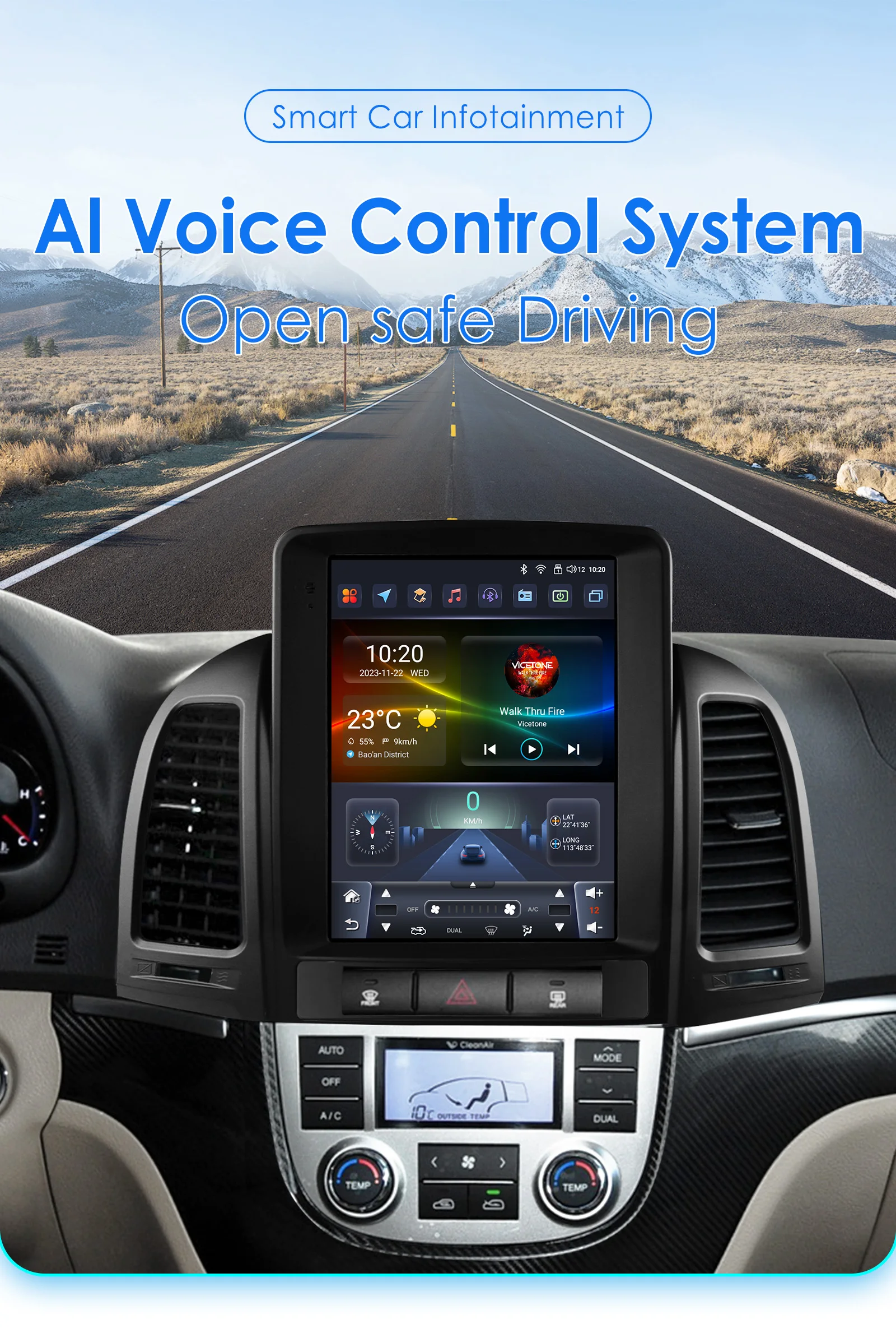 

9.7"Android 13 auto Car radio for Hyundai Santa Fe 2 2006-2012 Tesla Carplay Car intelligent systems 4G multimedia GPS Stereo BT