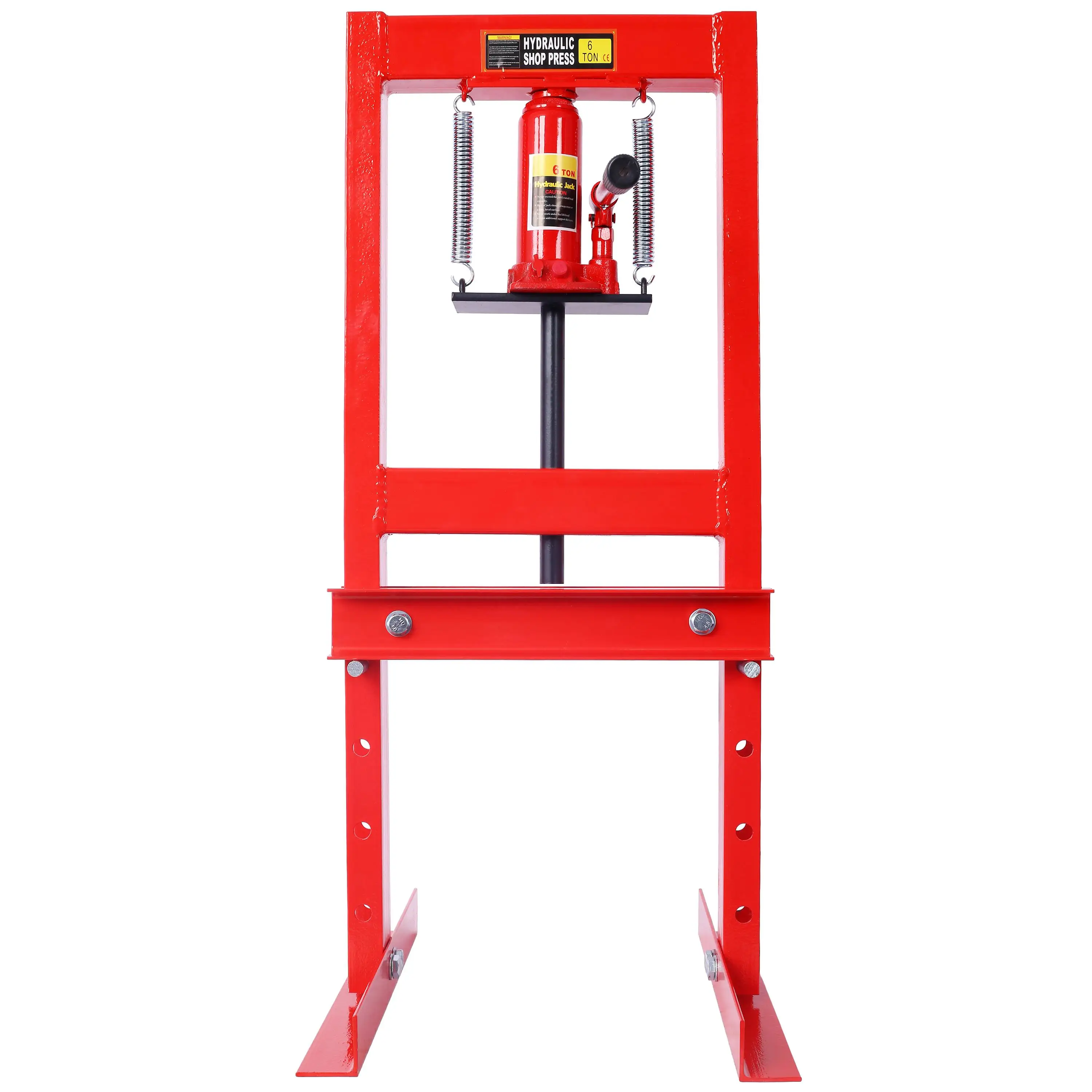 6 Ton H-Frame Hydraulic Shop Press - Adjustable Floor Press with Plates, Red Garage Tool