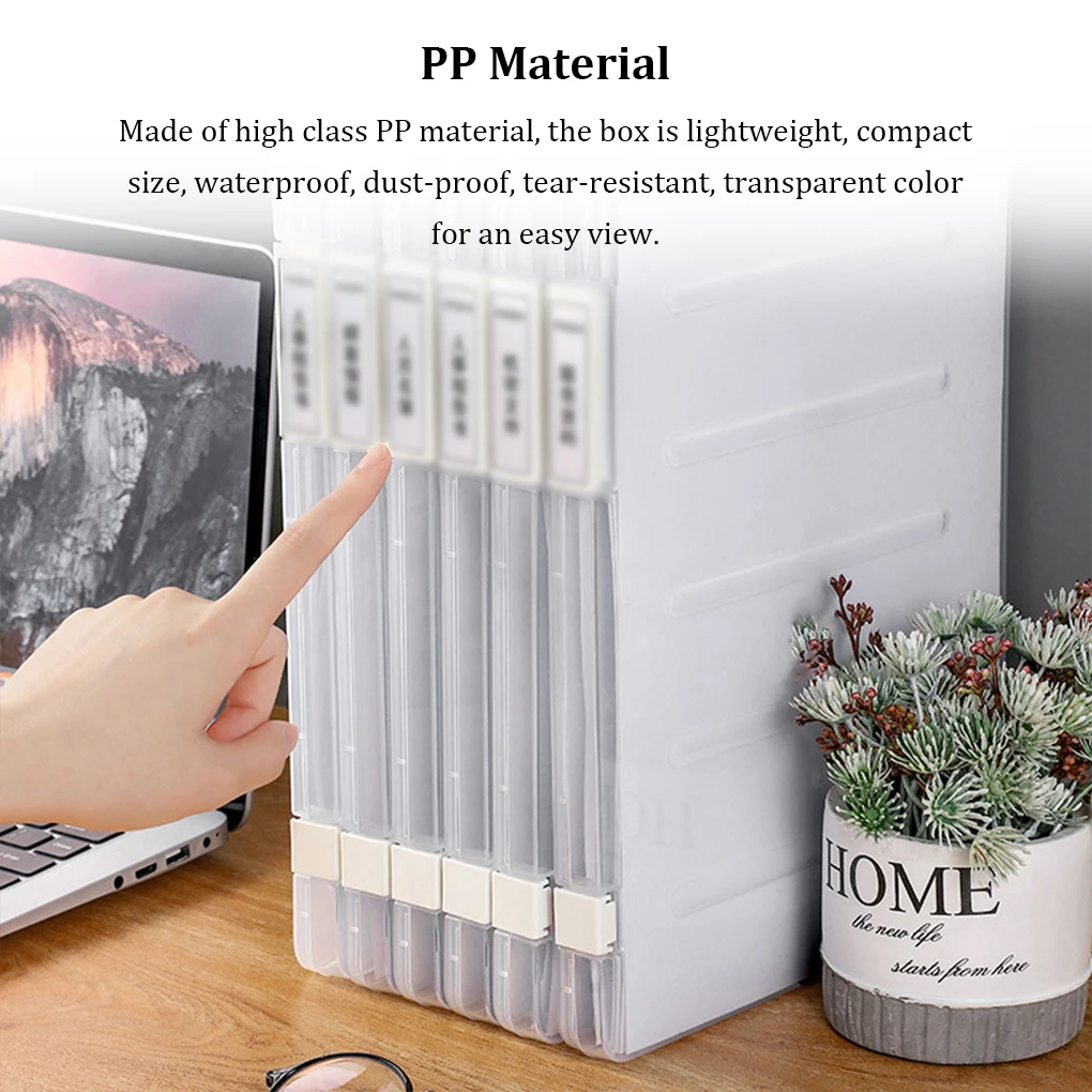 A4 File Box Slim Document Case Music Sheets Test Paper Office Organizer