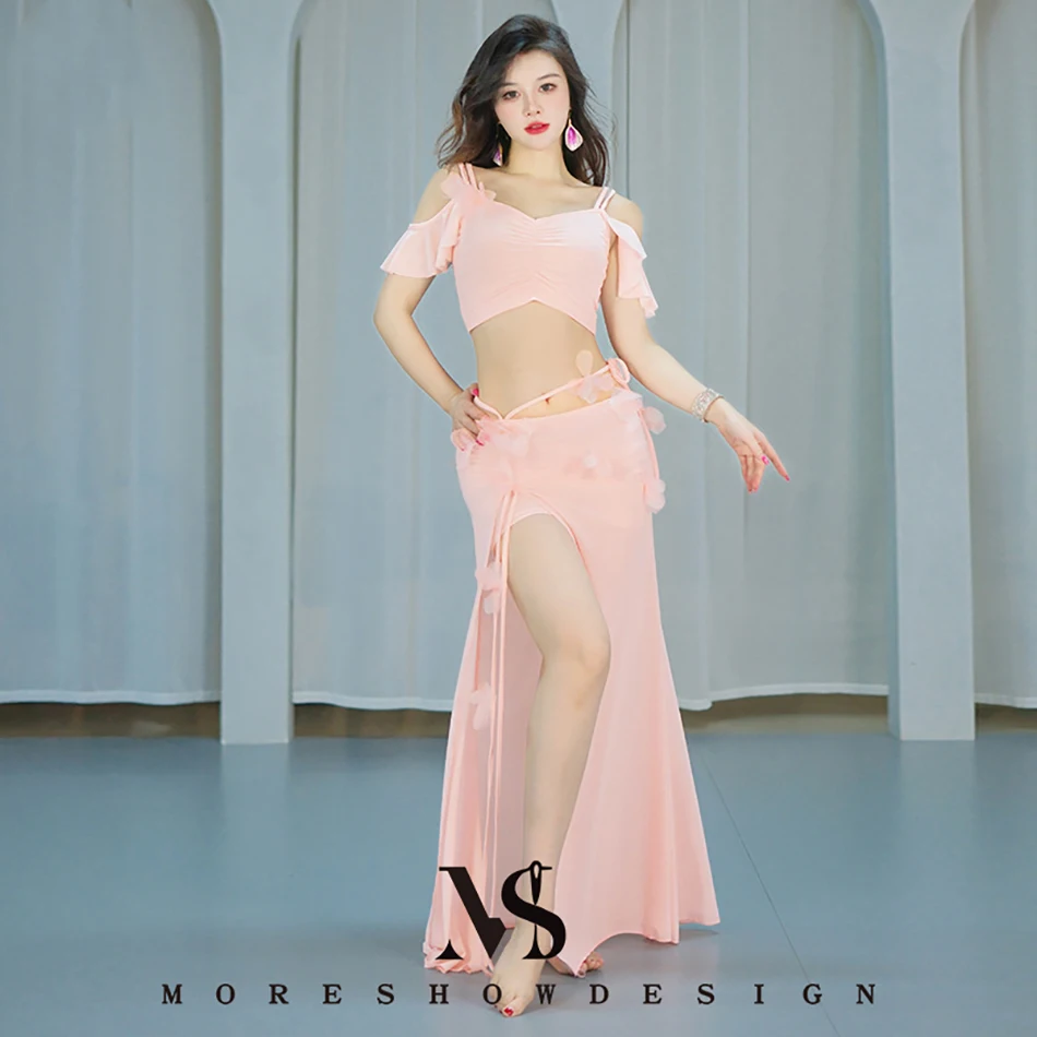 Buikdans Prestaties Pakken voor Vrouwen Top + Rok Dubbele Split Rok Danskostuum Stage Performance Outfit Oefenkleding