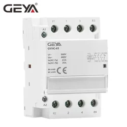 GEYA 4P 40A 63A 4NO veya 2NC2NO 220V/230V 50/60HZ Din ray ev AC modüler kontaktör 4NC 3NO1NC