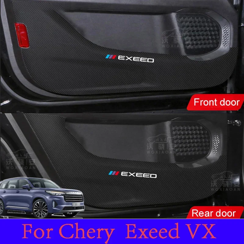 

Для Chery Exeed VX 2022 2023 кожаная дверная антизажимная наклейка, углеродное волокно ПУ внутренняя пленка, автомобильные аксессуары