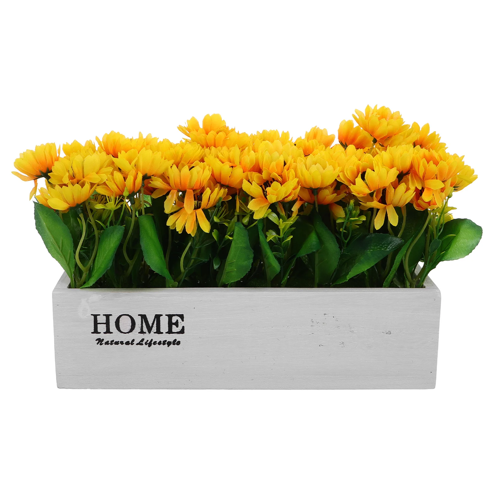 

1pcs Artificial Sunflower Potted Plant Realistic Design Elegant Wood Planter Summer Arrangement Daisies Decor Mums Outdoors