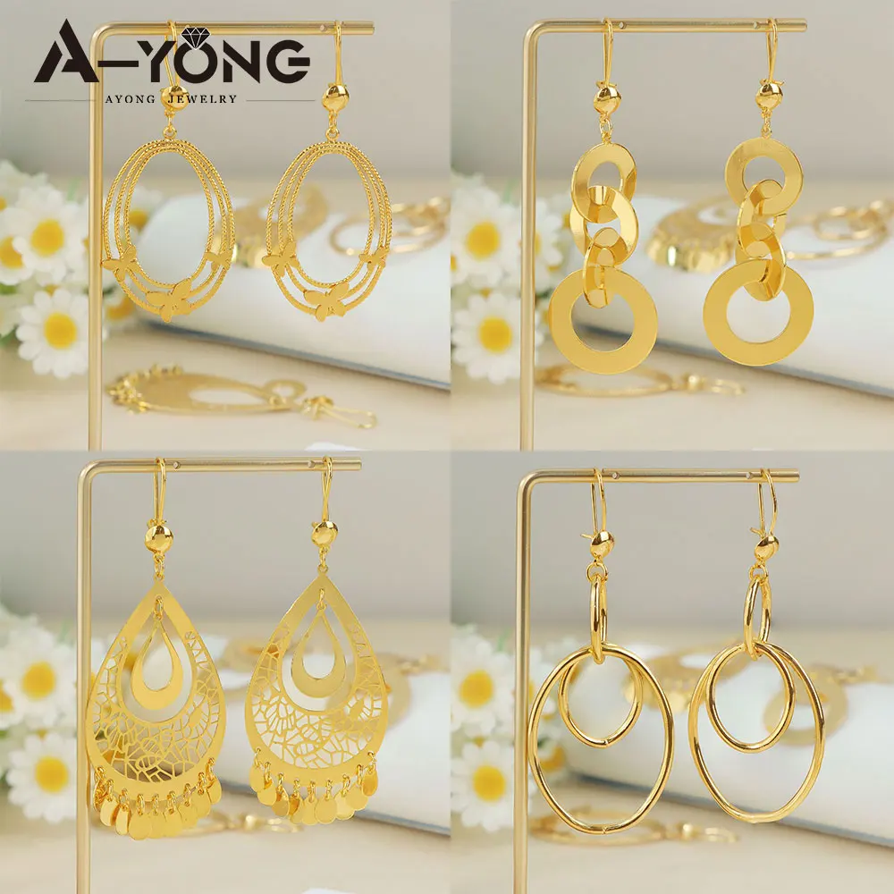 Dubai Mode Tropfen Ohrringe 21k vergoldet Arabisch Muslim Vintage Baumeln Ohrring Äthiopische Frauen Hochzeit Party Statement Schmuck