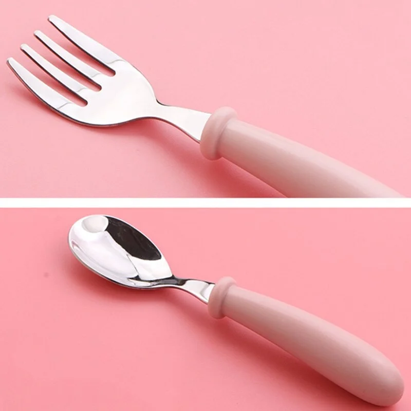 Baby Gadgets Tableware Set Children Utensil Stainless Steel Toddler Dinnerware Cutlery Cartoon Infant Spoon Fork