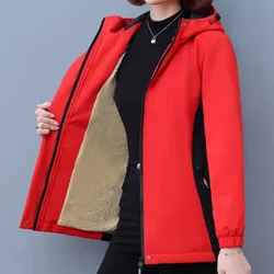 Coat Women Plus Velvet Padded Winter New Joker Coat Plus Size Hooded Cold Protection Keep Warm Lamb Cashmere Jacket Tide