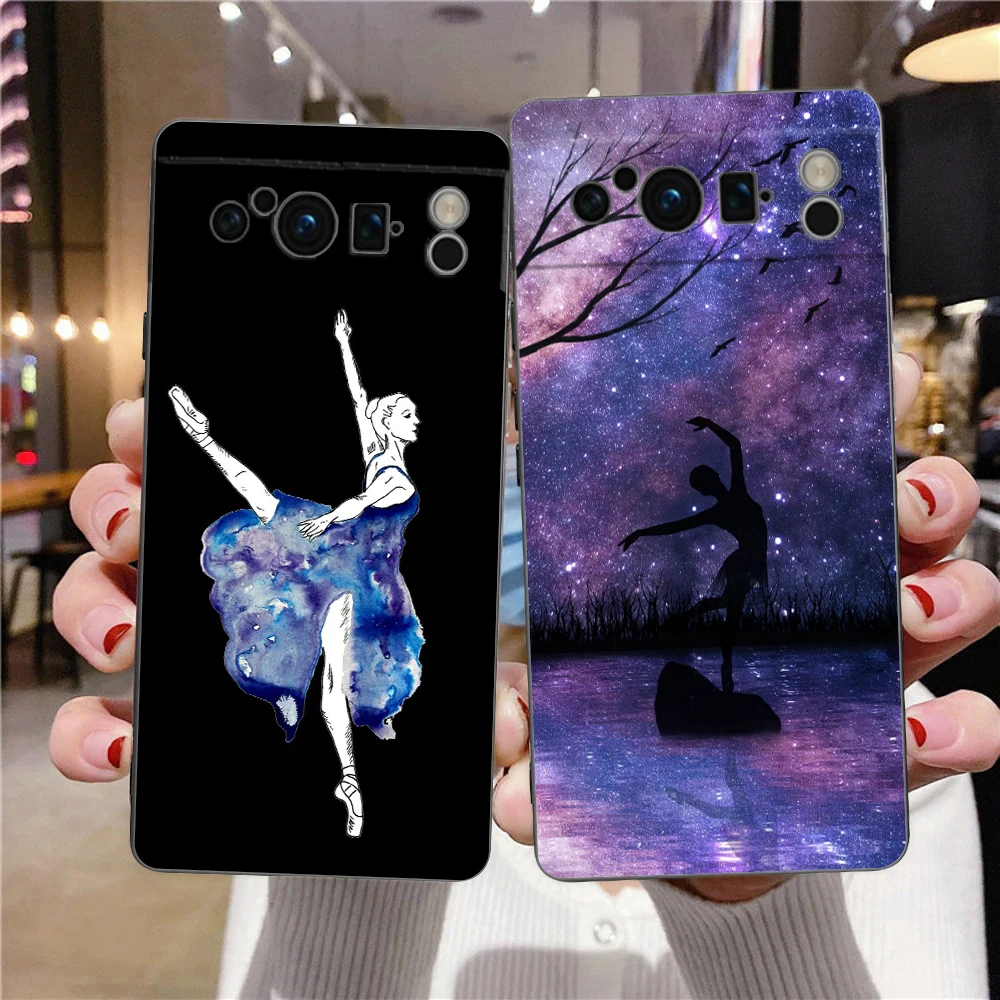 Simple Swan Dance Ballet For Google Pixel 8 7 6 Pro 6A 5G Black Phone Case Soft Shockproof Back Cover Silicone TPU Shell Coque