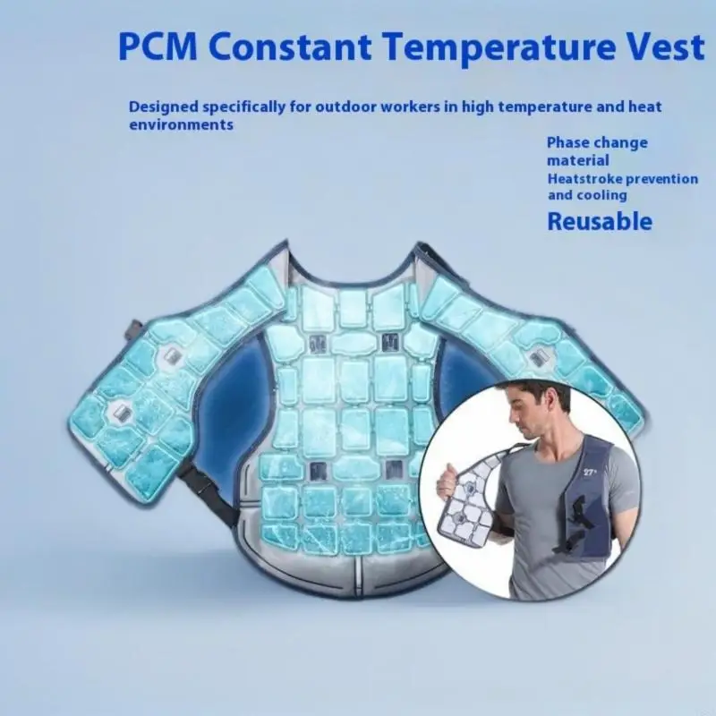 Y88A Cooling Vest Men Women Cooling Ice Vest Flexible Adjustable Reusable Cool