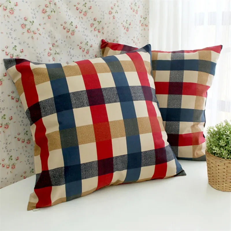 

45x45cm/60x60cm Classical Plaid Cushion Cover Cotton Home Decoration Sofa Chair Car Seat Pillowcase