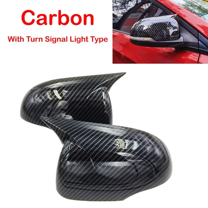 Fit For Hyundai I20 2008-2014  Car Rearview Side Mirror Cover Wing Cap Sticker Exterior Back View Case Trim Carbon Fiber Look