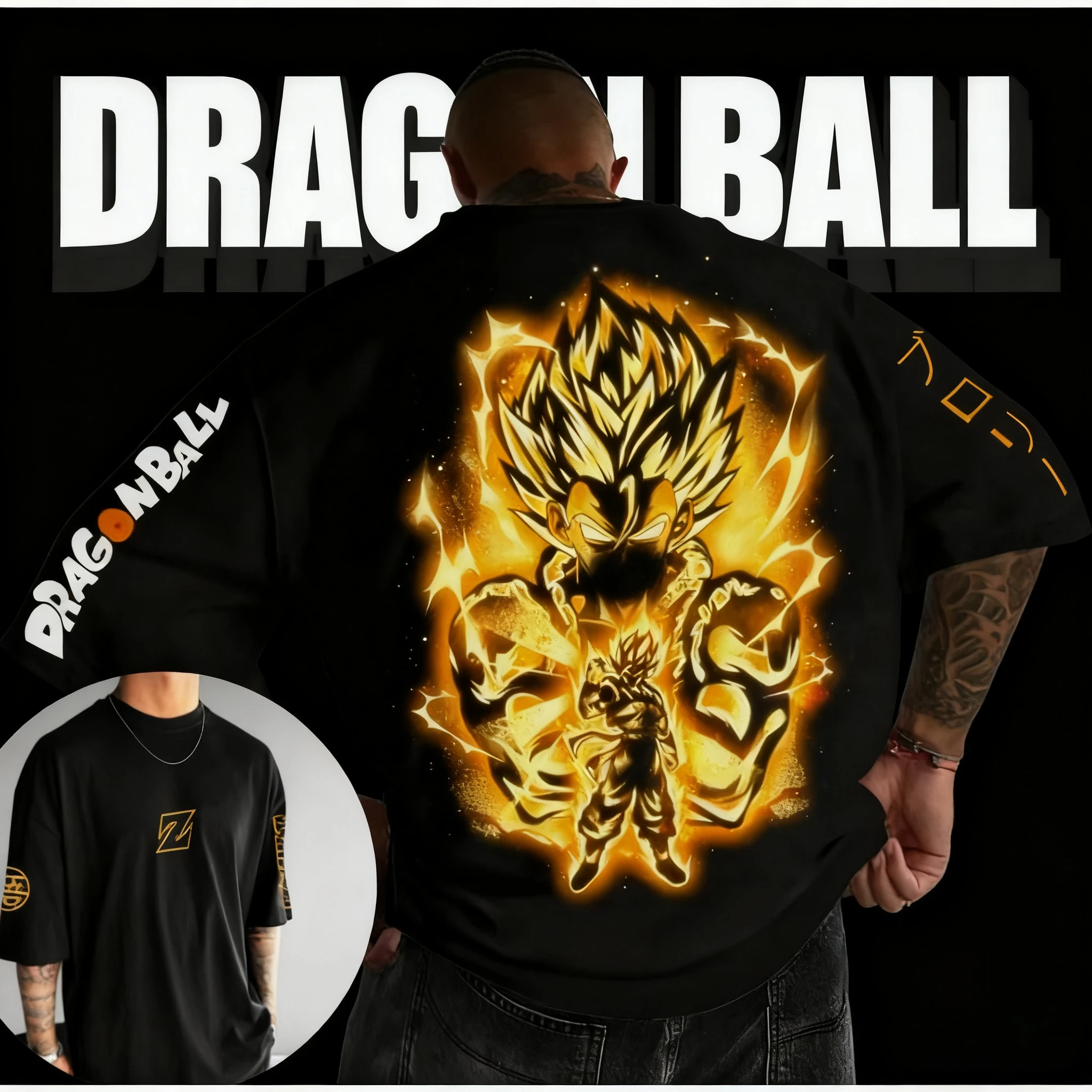 

2025 Summer Dragon Ball Super Saiyan Vegeta 100% Cotton Printed T-shirt Men's New Anime Printed Casual Japanese Loose Plus Size