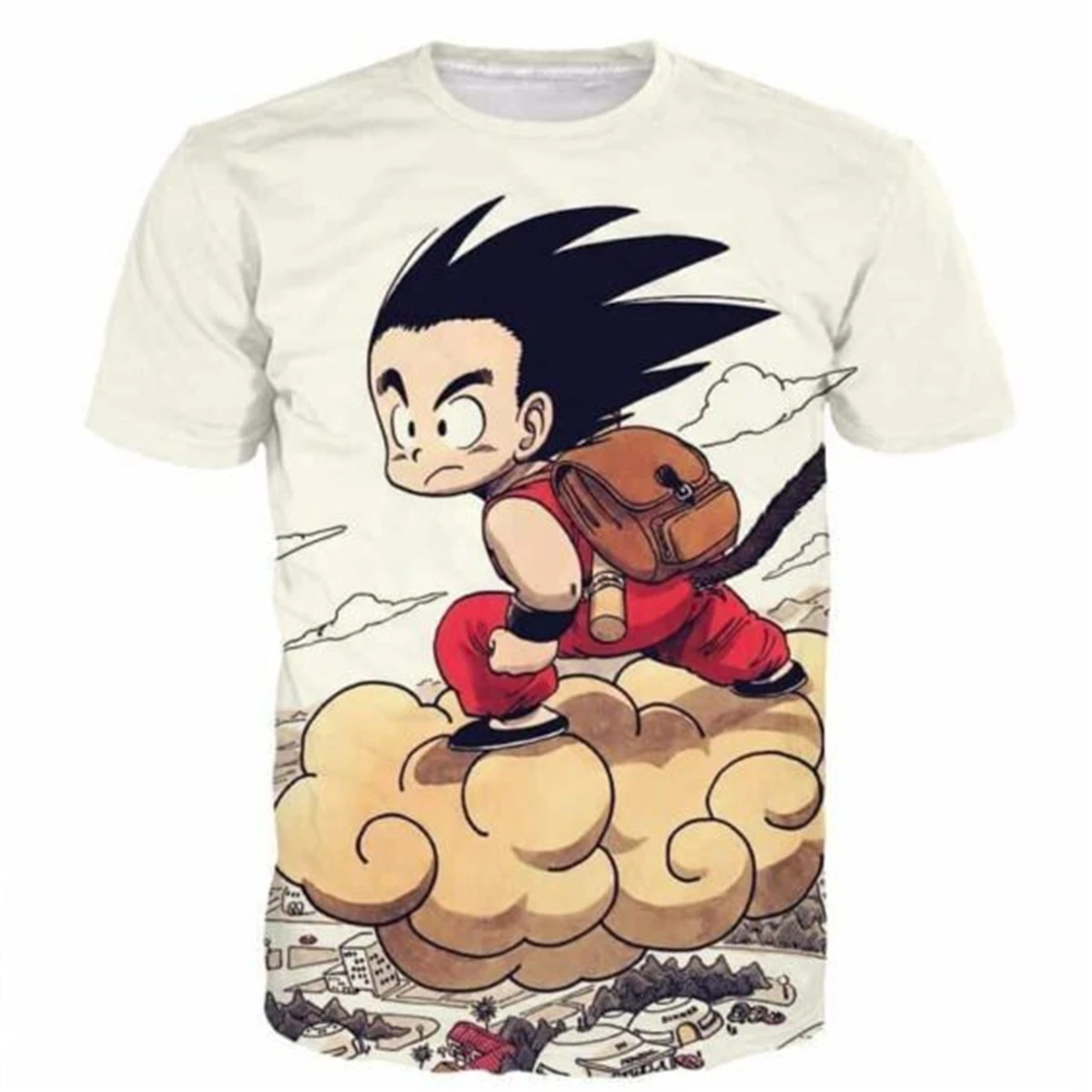 

Футболка Flying Cute Kid Goku Cloud Nimbus Vintage Beige DBZ 3D