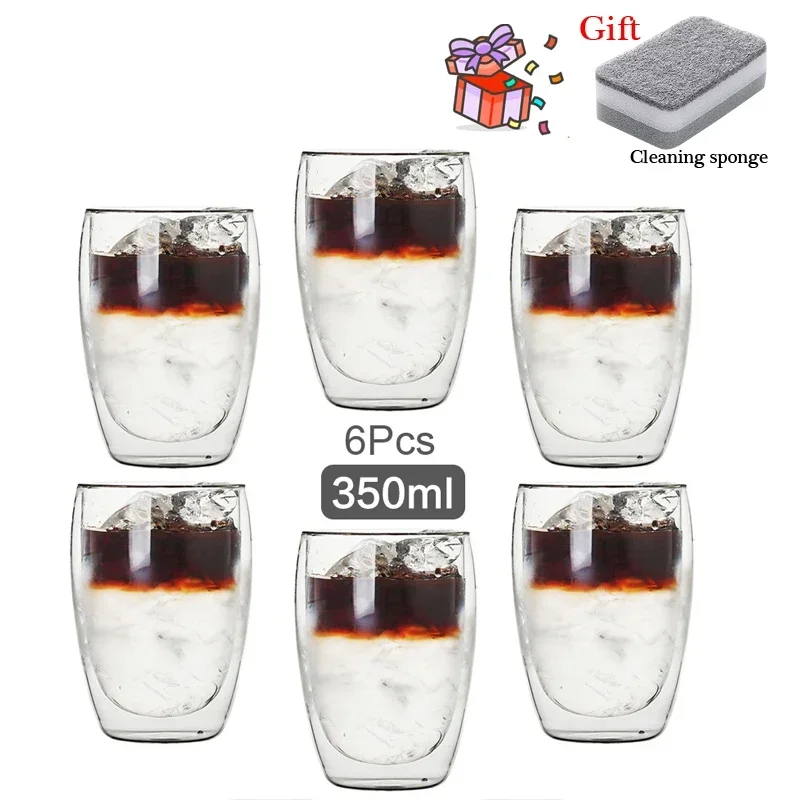 Double Wall Glass Cup Transparent Handmade Heat Resistant Tea Drink Cup MINI Whisky centigrade Espresso Coffee Cup