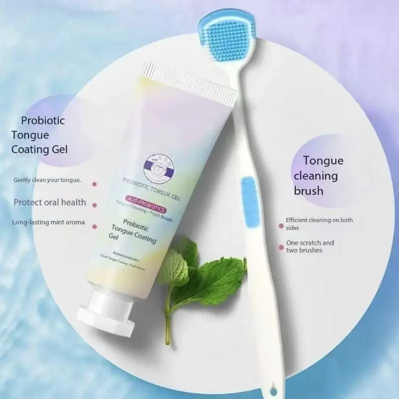 1/3 Set Dental Oral and Tongue Coating Cleaning Gel and Tongue Coating Brush Kit for Cleaning Fresh Breath Dentistryl Tools