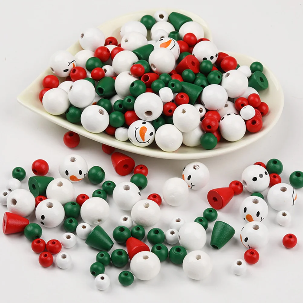 

1 set 1 Set Colorful Christmas Wooden Beads Kit Natural Wood Craft Beads Diy Pendant Decorations For Tree Wall Hanging Festival