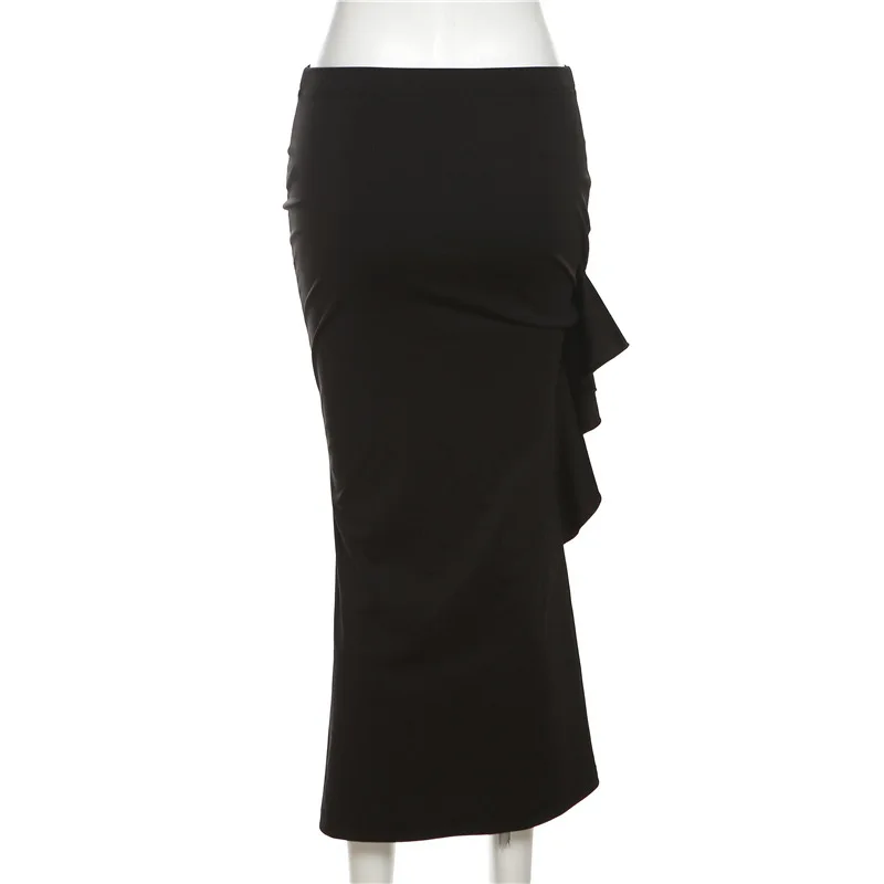 Women Spring Autumn Lace-up Slit Skirt Female Sexy Slim Wrap Hips Asymmetrical Skirts New Style Fashion Ankle-Length Midskirts