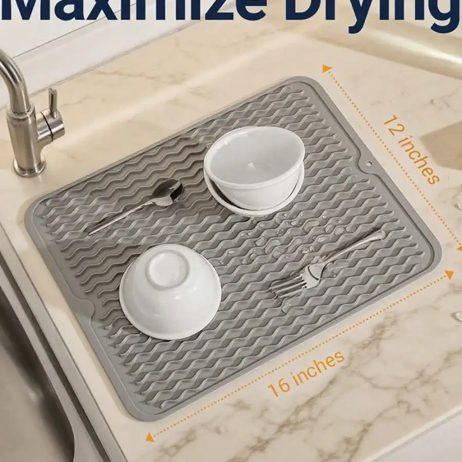 Silicone Dish Drying Mat 16x12 Inch Non-Slip Heat Resistant 