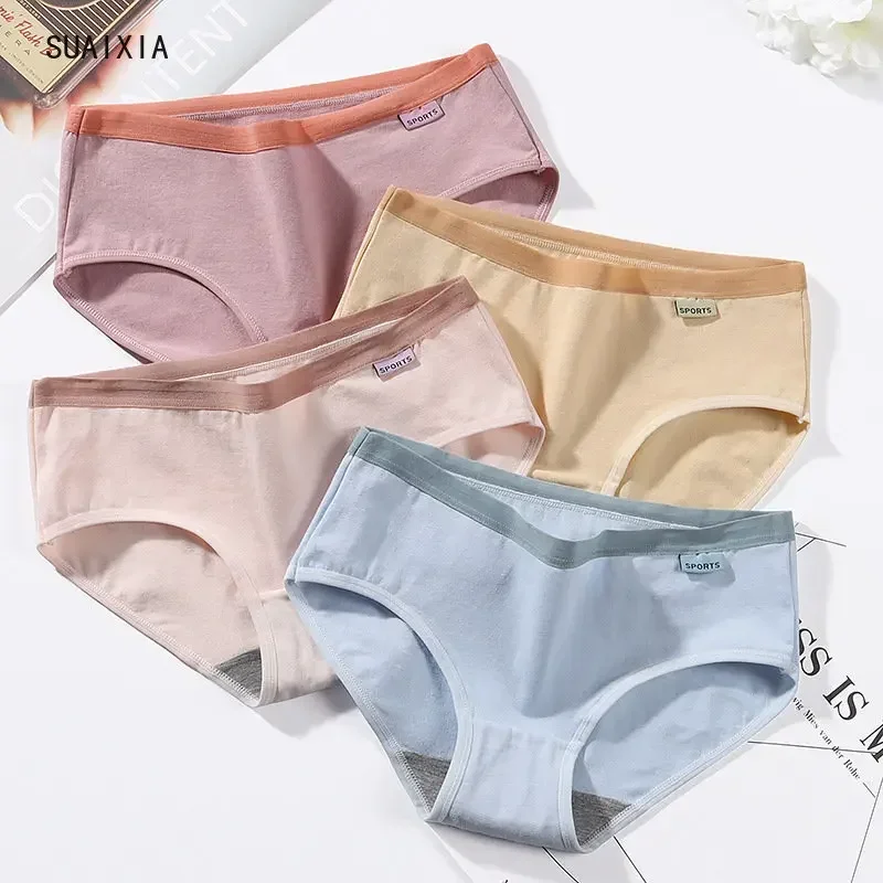 Pure Cotton Ladies Antibacterial Girl Simple Sexy Japanese Mid-waist Student Briefs