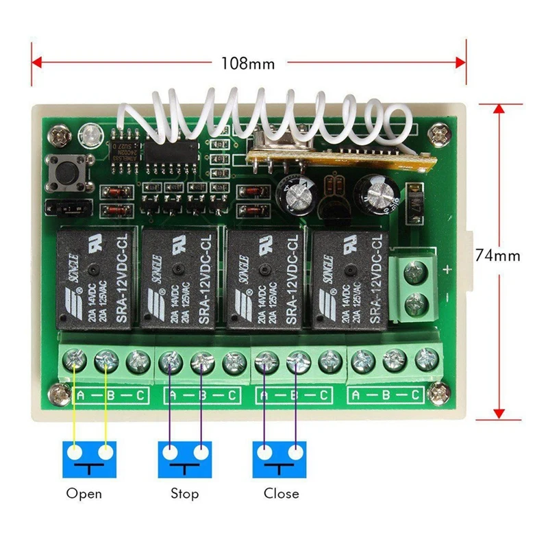 12V 4CH Channel 433Mhz Wireless Remote Control Switch Integrated Circuit With 4 Transmitter DIY Replace Parts Tool Kits