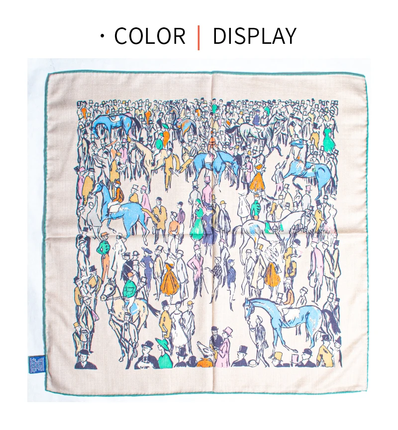 

Elegant 30% Silk 70% Wool Scarf Vintage Horse Race Art Print Women's Square Scarf Perfect Luxury Gift for Birthday Horse Lover