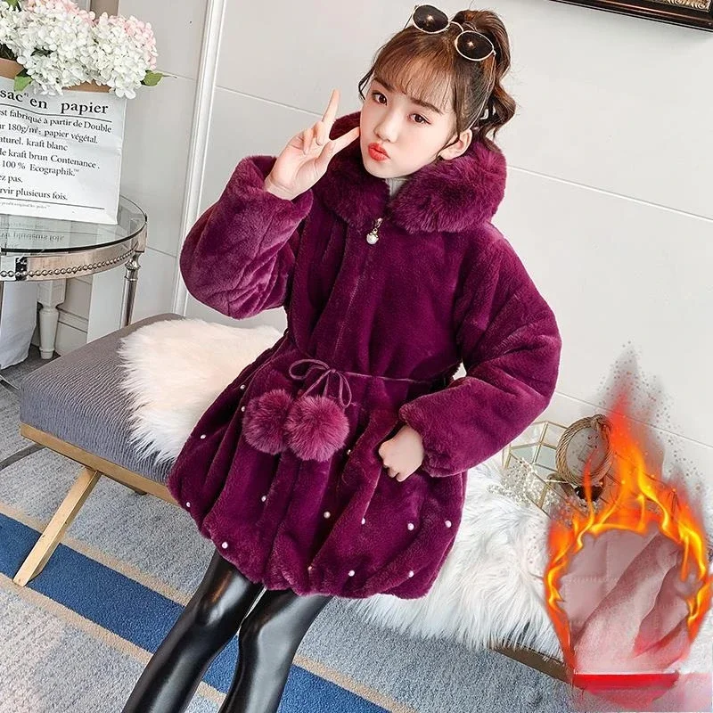 

Куртки из овечьей шерсти для девочек, осенне-зимние детские теплые бархатные пальто 8, модная верхняя одежда с подкладкой для подростков, детская повседневная одежда