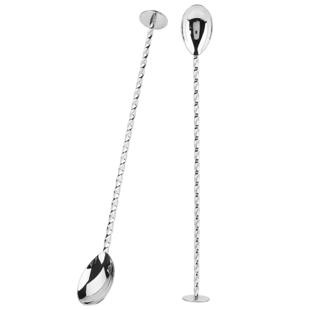 Rustless Steel Stirring Spoon Long Handle Slender Shape Mixing Spoon Practical Mirror Polished Bar Spoon Cocktail Making