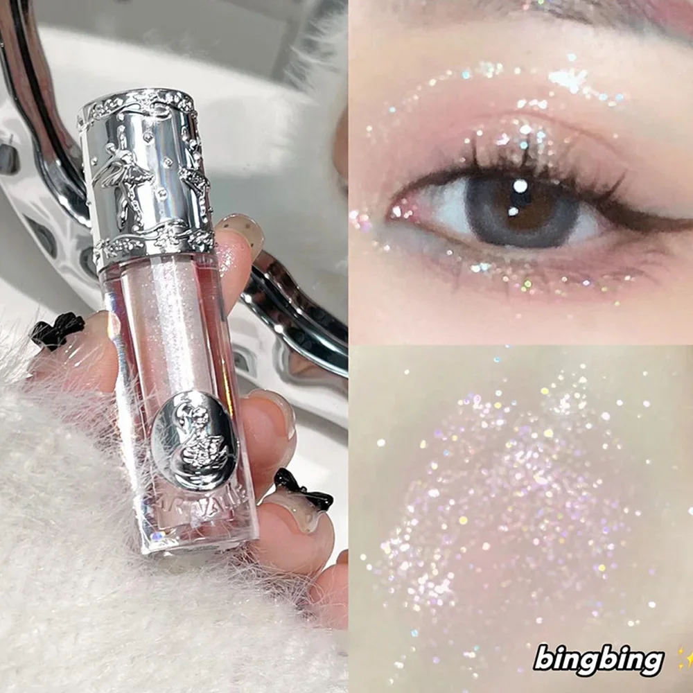 Parelwitte Diamant Vloeibare Oogschaduwstok Waterdichte Blijvende Hoogtepunt Lovertjes Glitter Oogschaduw Liggende Zijderups Ogen Make-Up Cosmetisch