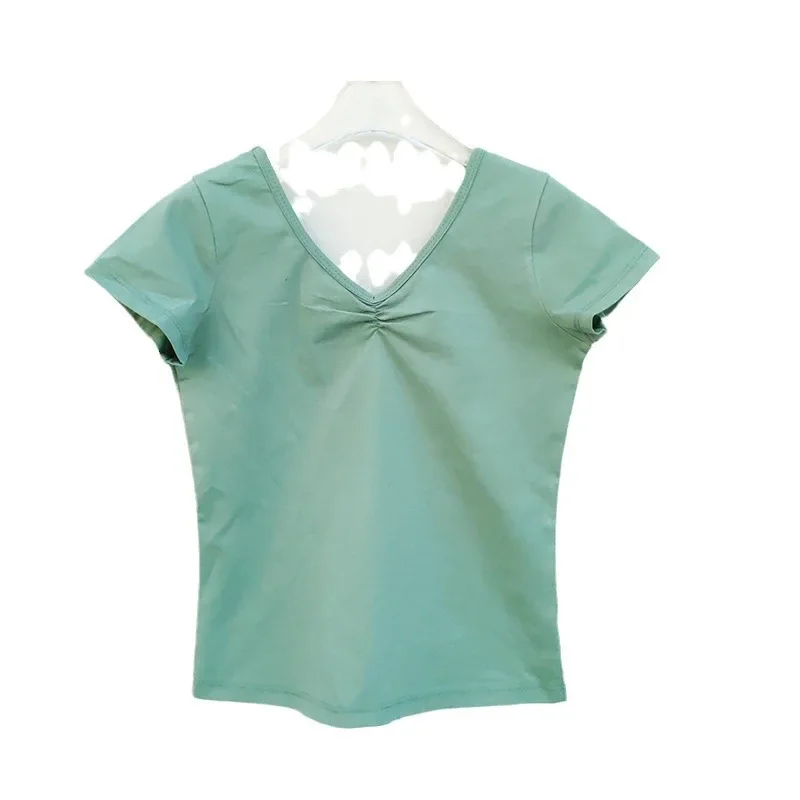 Children's Chinese dance attire, summer suspender short sleeved training suit, girl's top, dance suit, split suit, grading suit