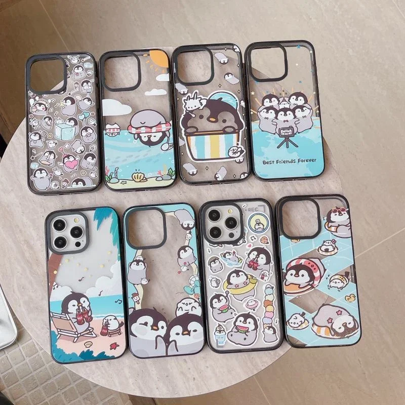

Cute Penguin 2.5 Acrylic Black Border Phone Case Cover for IPhone 12 13 14 15 Pro Max Case