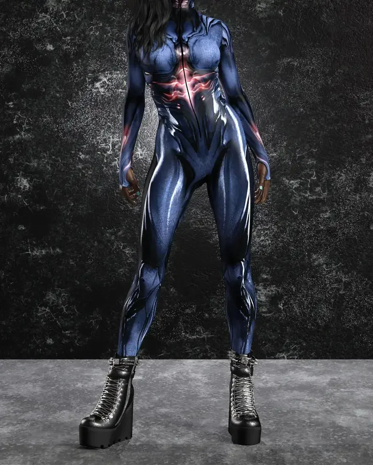 بدلة نسائية غامضة من الشيطان الداكن بدلة الهالوين كرنفال التأثيرية Y2k Goth Cyberpunk بدلة درع ميكانيكية زي البخار