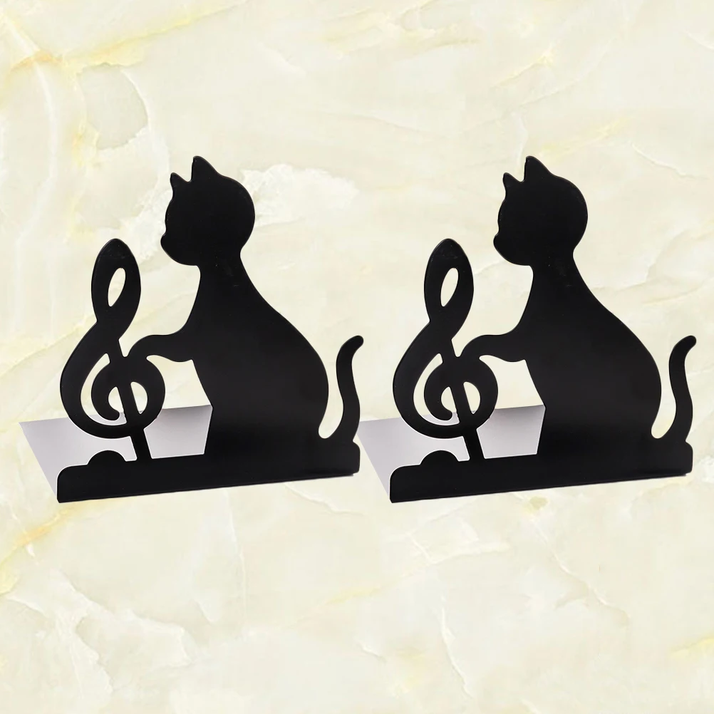 

2pcs Iron Bookends Cat Design Heavy Duty Metal Book Supports For Office Decorative Shelf Organizer Holds Books