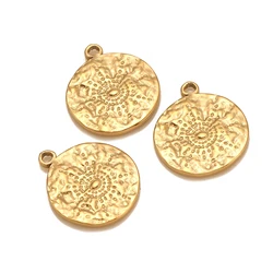 DOOYIO 3pcs/Lot Stainless Steel Round Sun Pendant For DIY Necklace Bracelet Earring Charms Jewelry Handmade Accessories