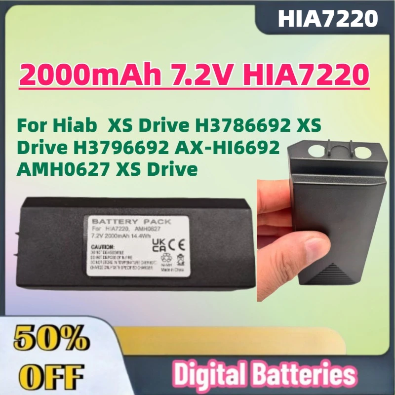 

New 2000mAh 7.2V HIA7220 Crane Remote Control Battery for Hiab XS Drive H3786692 XS Drive H3796692 AX-HI6692 AMH0627 XS Drive
