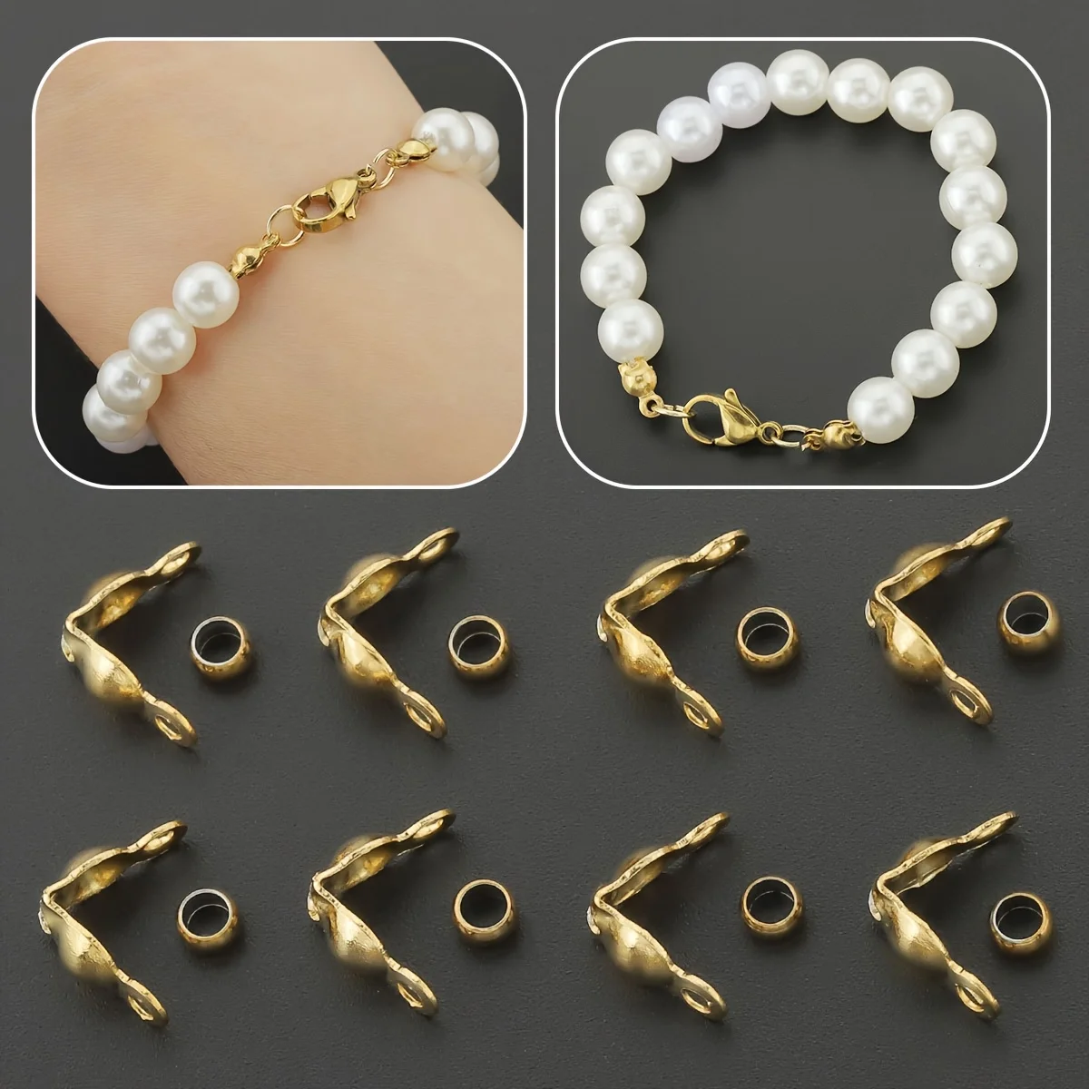 30 Pieces of Jewelry Making Accessories, Including Clasps and Positioning Beads, Suitable for DIY Necklace and Bracelet Making