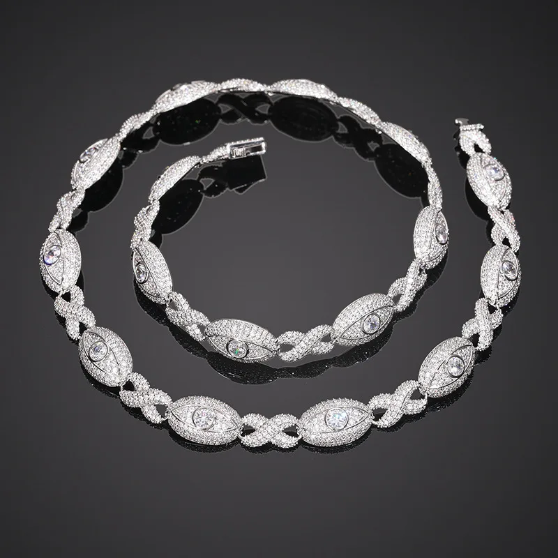 

Hip Hop 5A+ CZ Stone Bling Iced Out Eyes Cuban Infinity Link Chain Necklace for Women Men Unisex Rapper Jewlery Drop Shipping