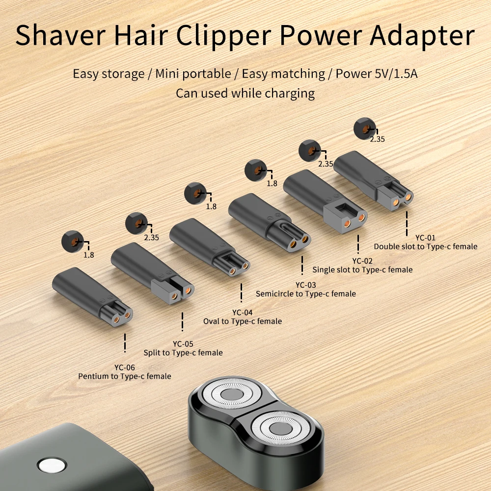 USB Type C Charger Convetor Adapter Shaving Power Adapter for Universal Electric Hair Clipper Beard trimmers Shavers Razor
