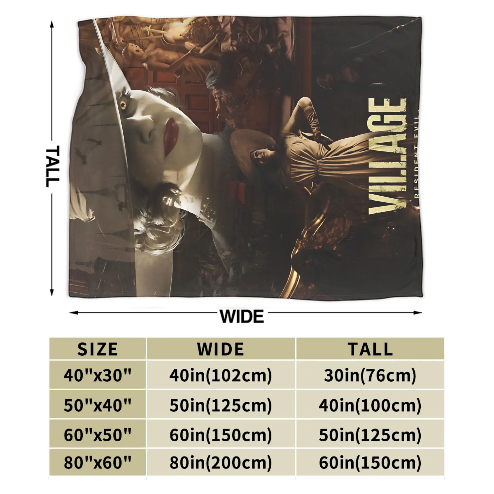 المقيم إعادة فيلاج طويل القامة مصاص دماء سيدة سيدة Dimitrescu البطانيات الشر الصوف مضحك الدافئة رمي البطانيات للمنزل الخريف/الشتاء