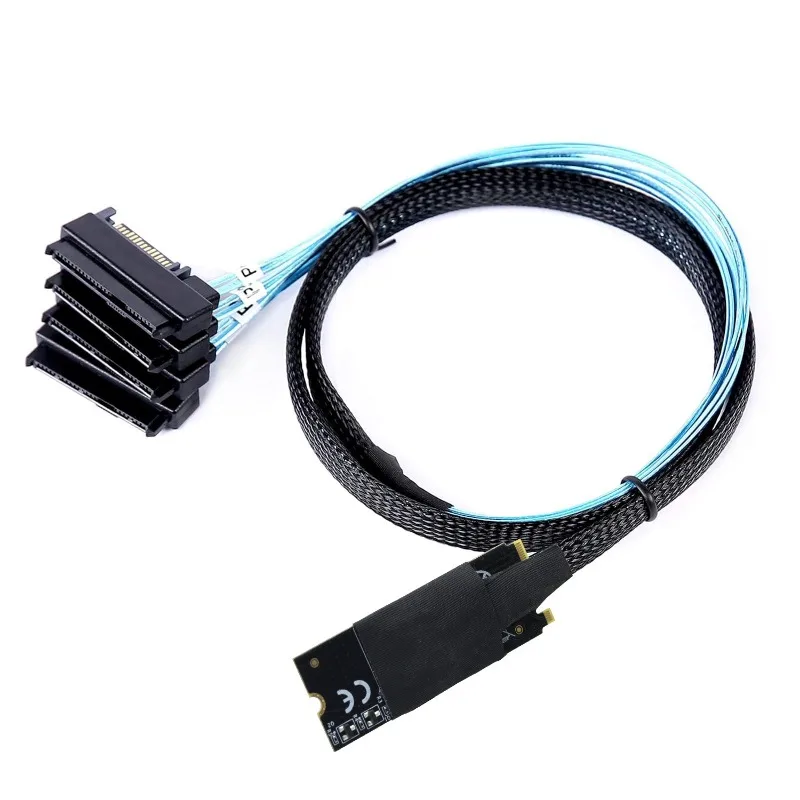 M. 2 Mkey SFF-8643 Contact To 4-port SAS SFF-8482 2-in-1 Server High-Speed Conversion Cable