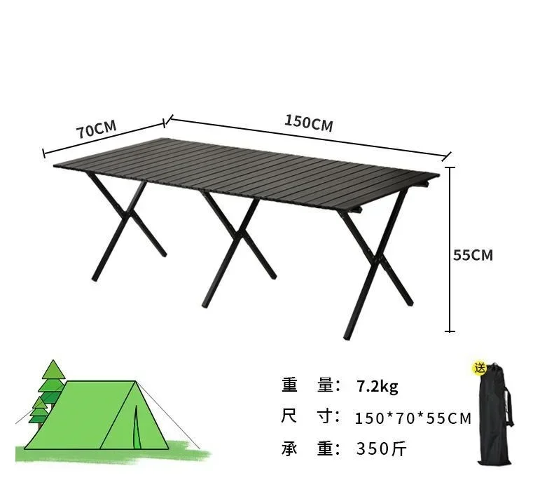 Outdoor Ultralight Steel Portable Egg Roll Camping Table Folding Picnic Camping Table With Storage Bag