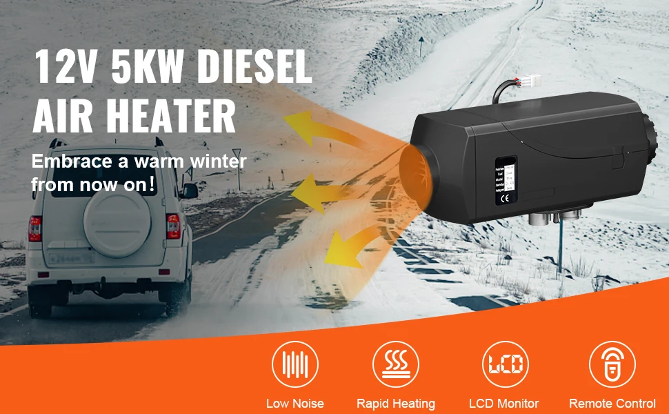 5KW Diesel Air Heater 12V Diesel Parking Heater LCD Switch Diesel Heater Low Noise Fit for RV Trailer Trucks Boats Vans view 5