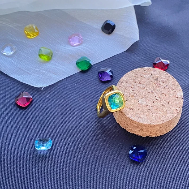 

MDL Moissanite Style.French 12 Birthstones Square Necklace Ideas Interchangeable 12 Colored Zirconias